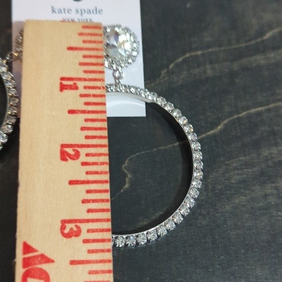 Kate Spade Silver Crystal Hoop Earrings - Picture 7 of 7